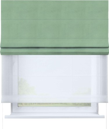 Римская штора «Кортин» день-ночь, ткань бархат оливковый