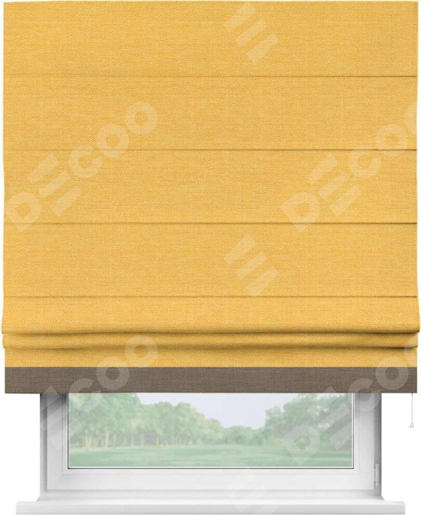 Римская штора «Кортин» с кантом Джестер, для проема, ткань лён желтый