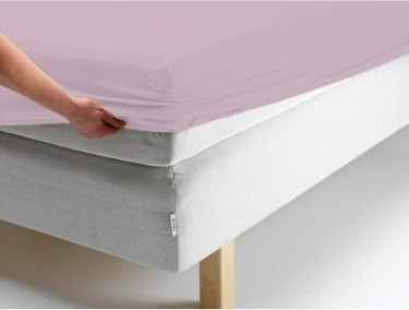 Простыня на резинке, размер 180х200х20 см, цвет розовый, трикотаж