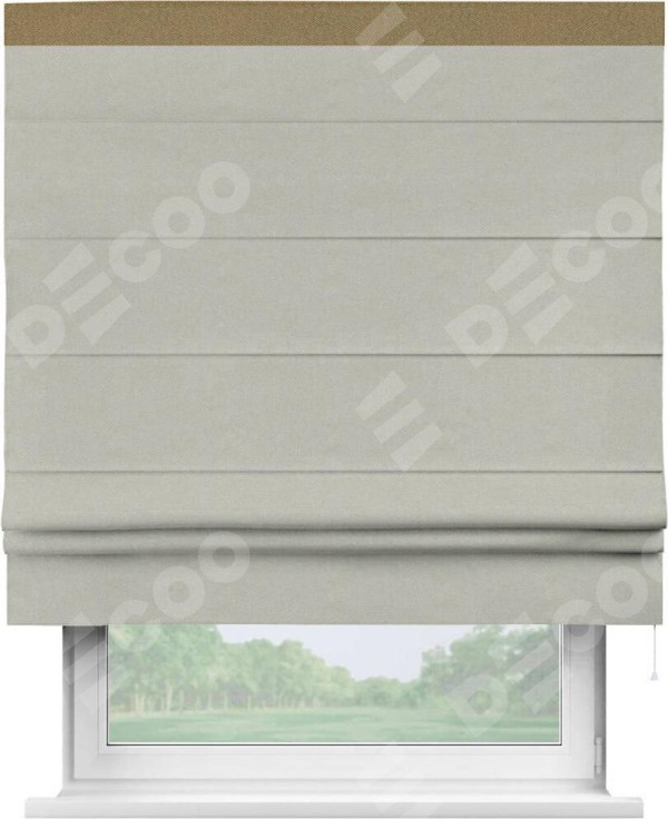 Римская штора «Кортин» с кантом Кинг, для проема, ткань лён димаут, светло-серый