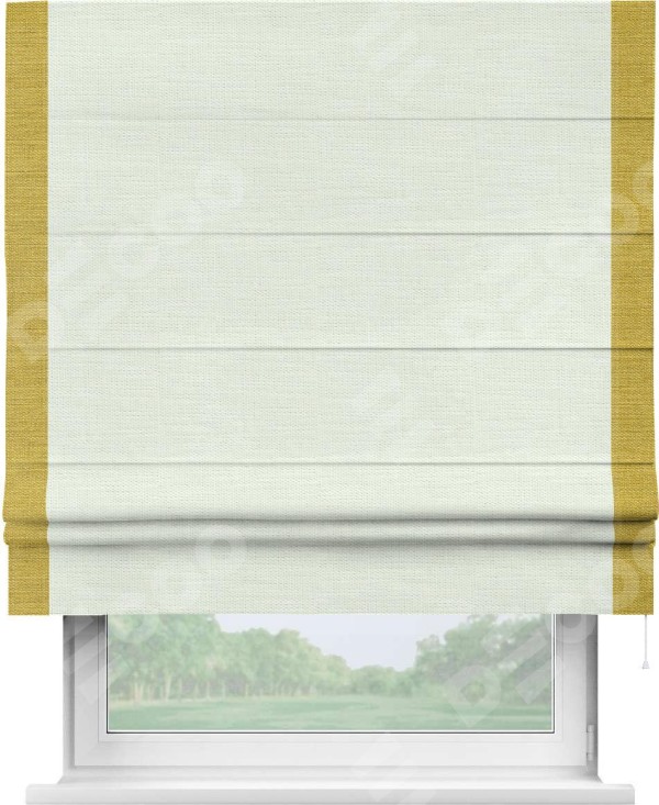 Римская штора «Кортин» с кантом Стрим Дуо, для проема, ткань лён молочный