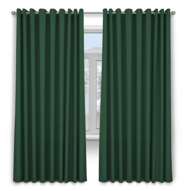 Шторы на люверсах лён димаут, тёмно-зелёный