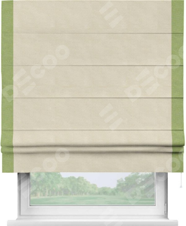 Римская штора «Кортин» с кантом Стрим Дуо, для проема, ткань лён димаут, бежевый