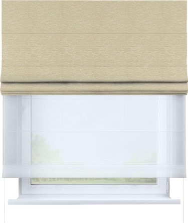 Римская штора «Кортин» день-ночь, ткань софт однотонный светло-бежевый