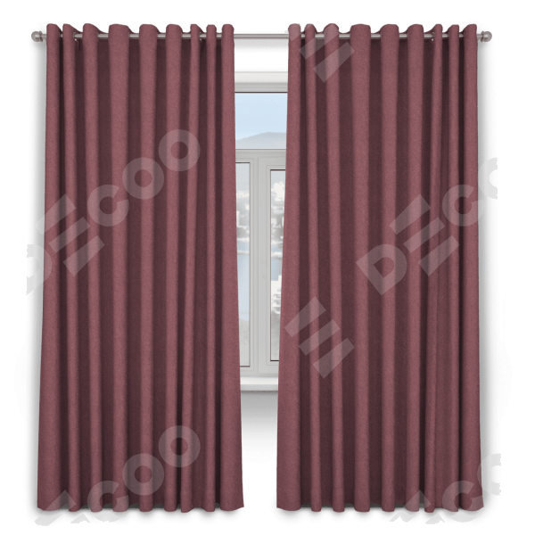 Шторы на люверсах ткань лён димаут, брусника