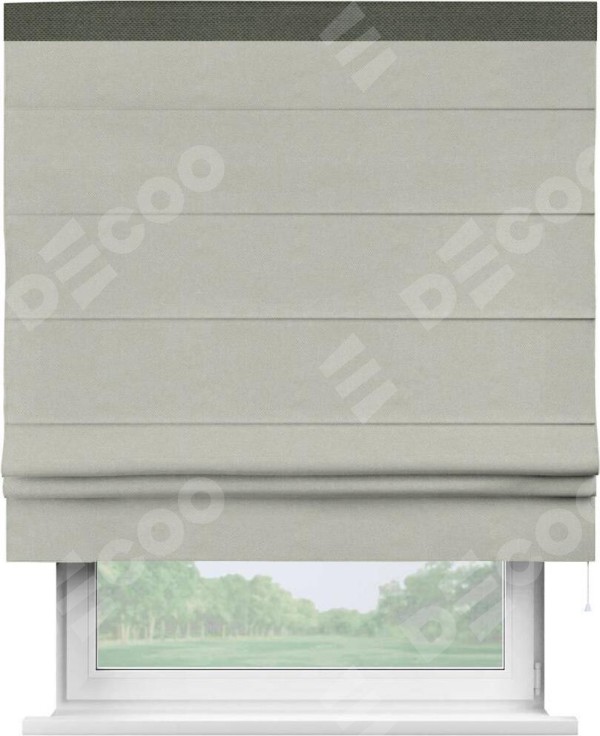 Римская штора «Кортин» с кантом Кинг, для проема, ткань лён димаут, светло-серый