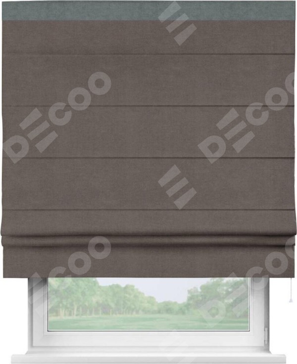 Римская штора «Кортин» с кантом Кинг, для проема, ткань вельвет коричневый