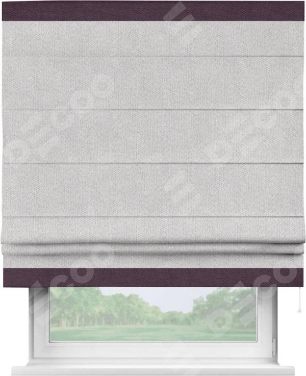 Римская штора «Кортин» с кантом Горизонт, для проема, лён димаут светло-бежевый
