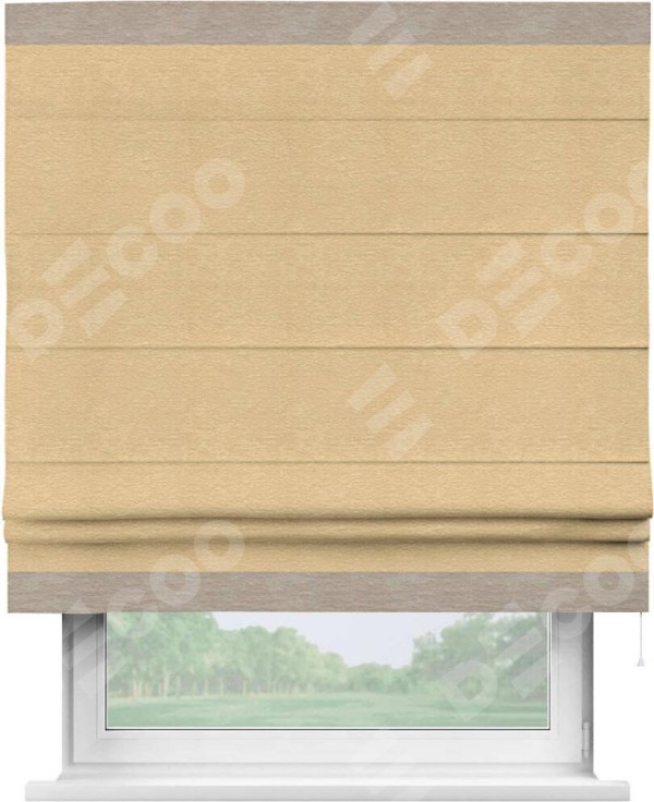 Римская штора «Кортин» с кантом Горизонт, для проема, ткань софт однотонный бежевый