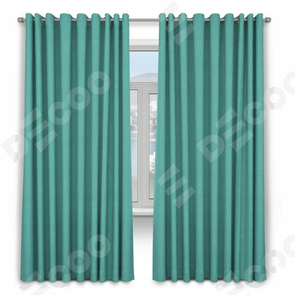 Шторы на люверсах ткань лён димаут, бирюзовый