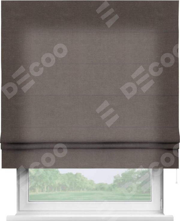 Римская штора «Кортин» для проема, ткань вельвет коричневый