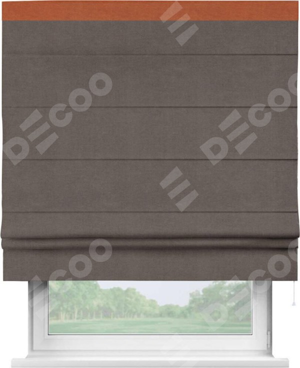 Римская штора «Кортин» с кантом Кинг, для проема, ткань вельвет коричневый