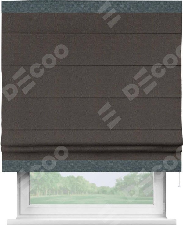 Римская штора «Кортин» с кантом Горизонт, для проема, ткань лён димаут, венге