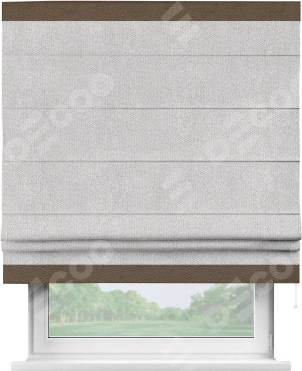Римская штора «Кортин» с кантом Горизонт, для проема, лён димаут светло-бежевый