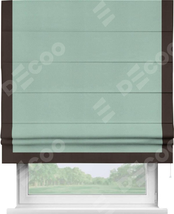 Римская штора «Кортин» с кантом Виктория, для проема, ткань блэкаут однотонный ментоловый