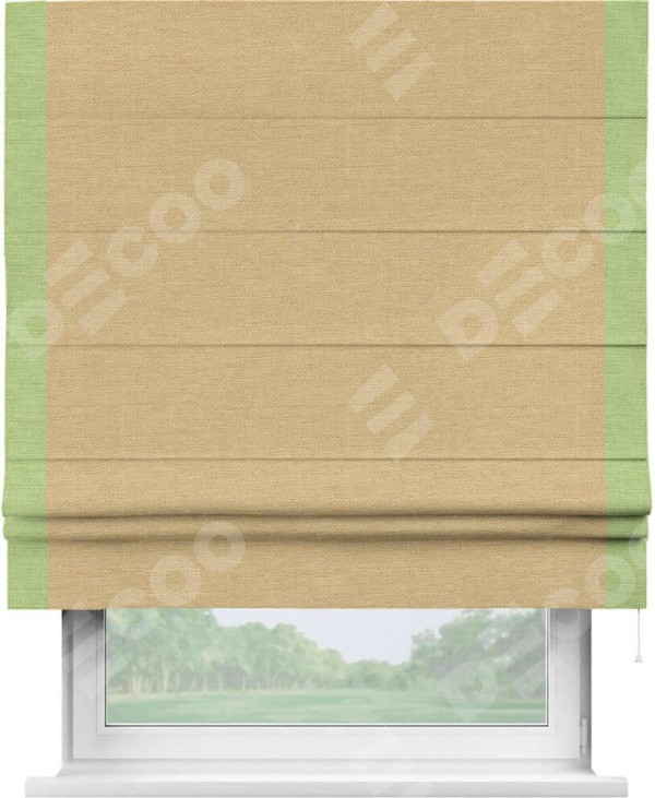 Римская штора «Кортин» с кантом Стрим Дуо, для проема, ткань лён темно-бежевый