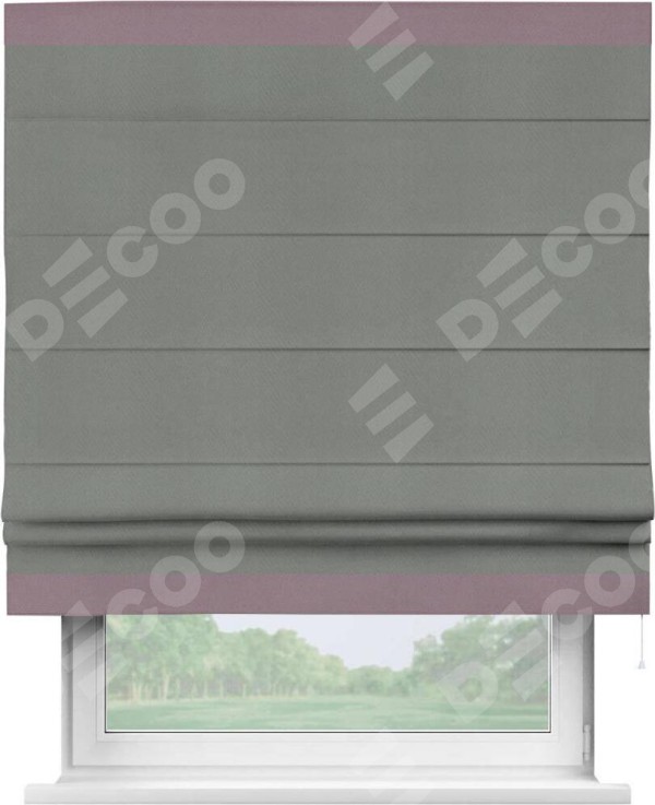 Римская штора «Кортин» с кантом Горизонт, для проема, ткань блэкаут однотонный тёмно-серый