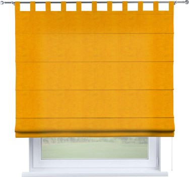 Римская штора на петлях «Кортин», ткань вельвет желтый