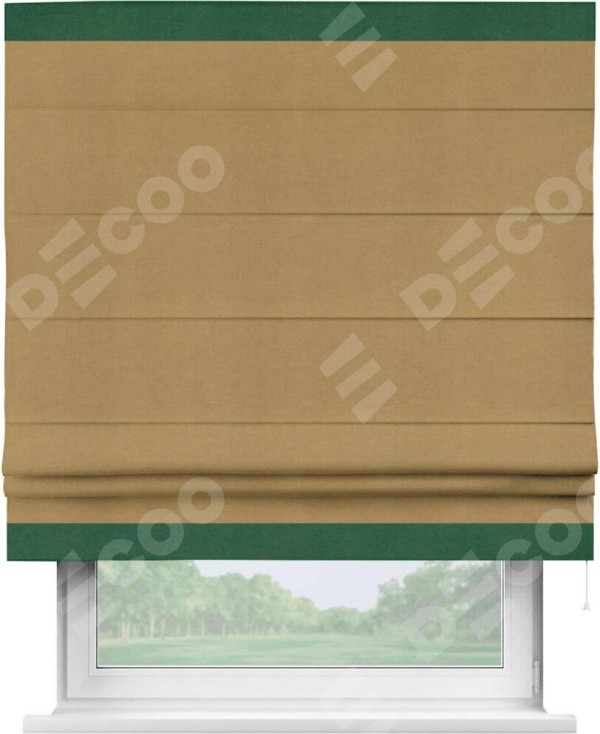 Римская штора «Кортин» с кантом Горизонт, для проема, ткань вельвет горчица