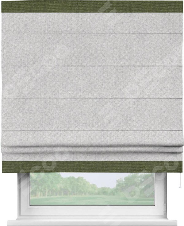 Римская штора «Кортин» с кантом Горизонт, для проема, лён димаут светло-бежевый