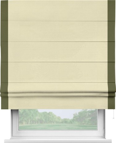 Римская штора «Кортин» с кантом Стрим Дуо, для проема, ткань блэкаут однотонный бежевый
