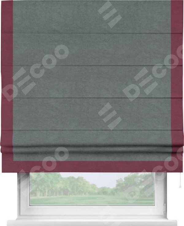 Римская штора «Кортин» с кантом Виктория, для проема, ткань вельвет серый