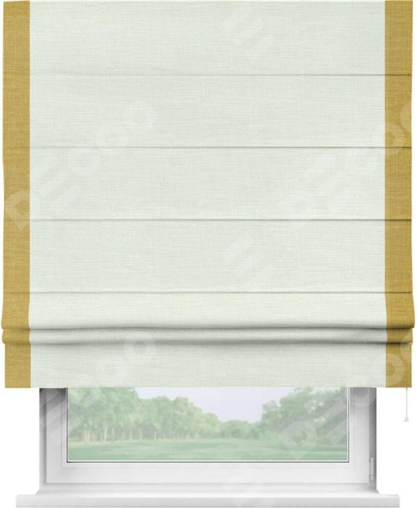 Римская штора «Кортин» с кантом Стрим Дуо, для проема, ткань лён молочный