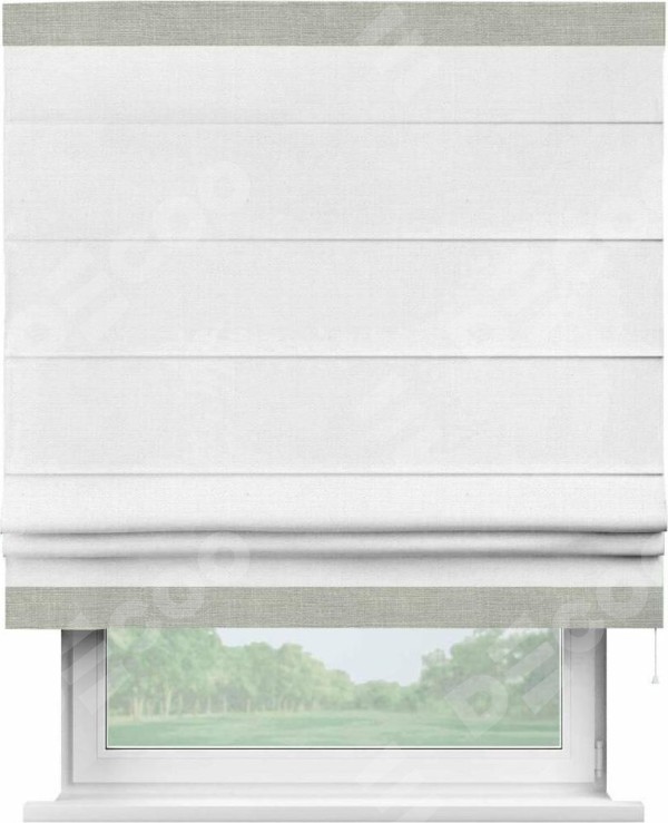 Римская штора «Кортин» с кантом Горизонт, для проема, ткань лён белый