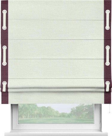 Римская штора «Кортин» с кантом Стрим Дуо (люверсы с пояском), для проема, ткань лён молочный