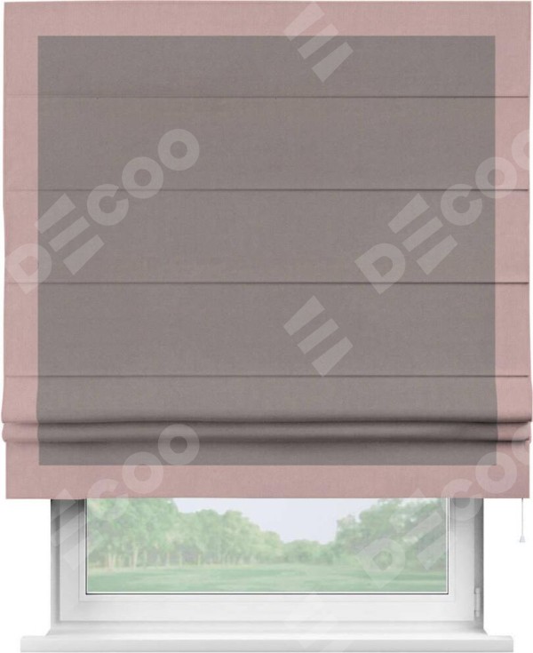 Римская штора «Кортин» с кантом Чесс, для проема, ткань вельвет темно-бежевый