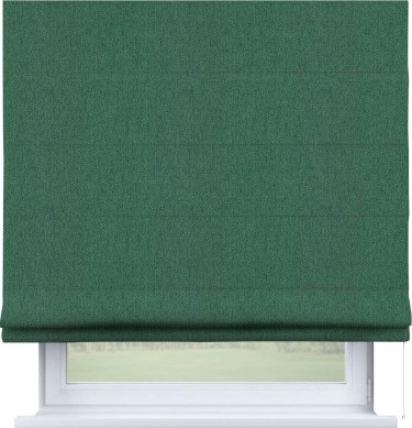 Римская штора «Кортин» для проема, ткань твид блэкаут, зелёный