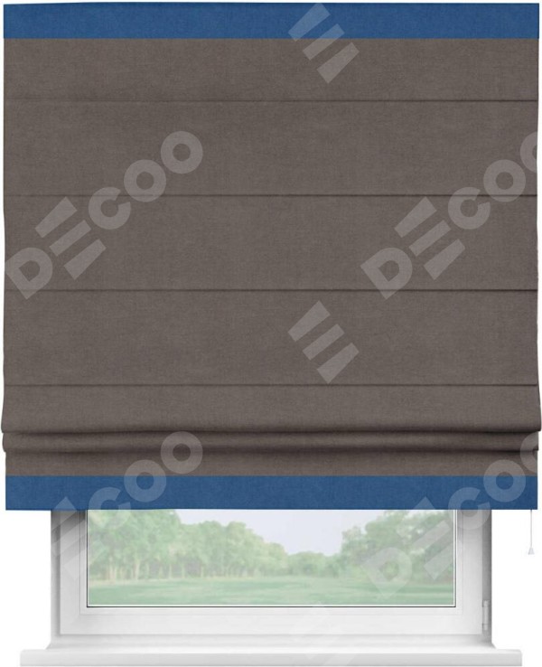 Римская штора «Кортин» с кантом Горизонт, для проема, ткань вельвет коричневый