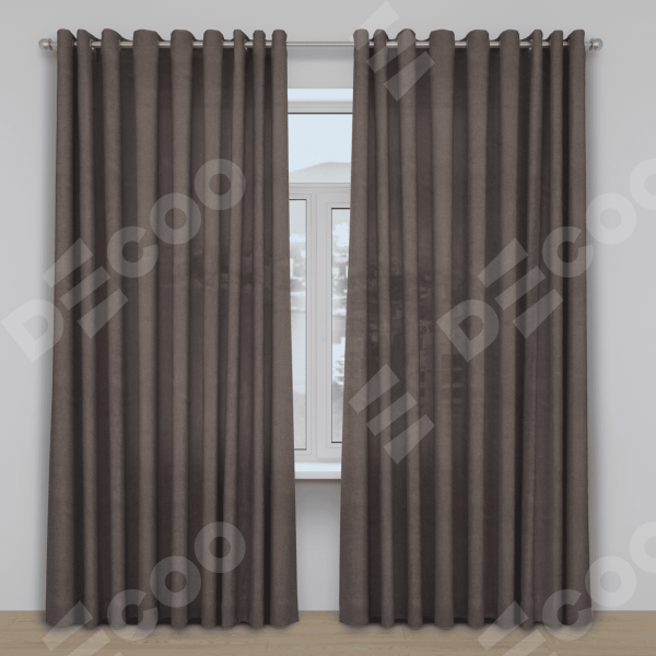 Шторы на люверсах ткань вельвет коричневый