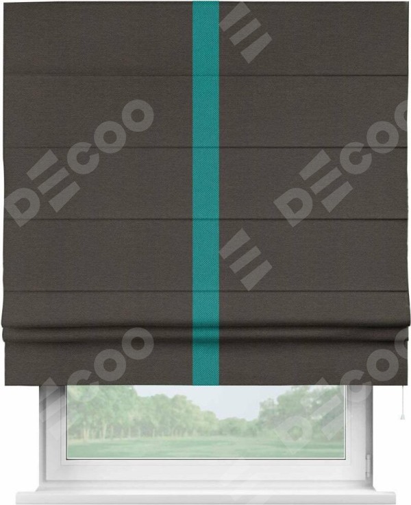 Римская штора «Кортин» с кантом Хайвэй, для проема, ткань лён димаут, венге