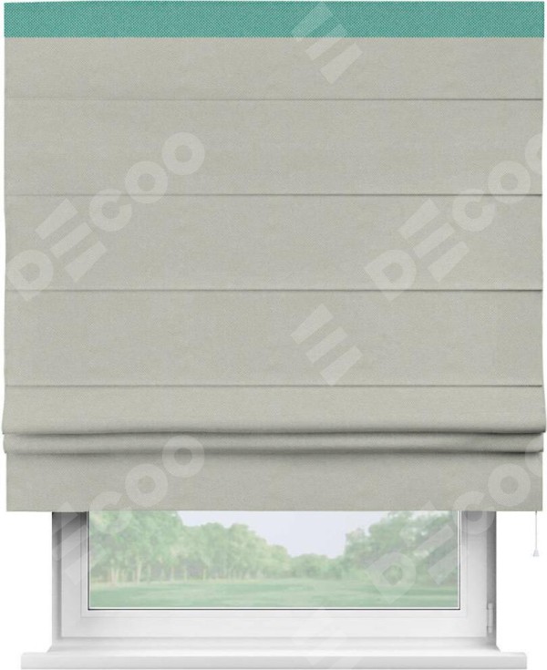 Римская штора «Кортин» с кантом Кинг, для проема, ткань лён димаут, светло-серый