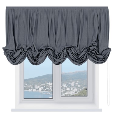 Австрийская штора «Кортин», ткань софт однотонный серый