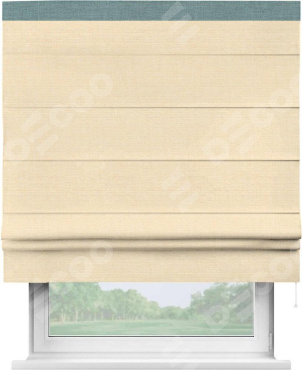 Римская штора «Кортин», отделка кантом Кинг, для проема, ткань лён, цвет бежевый