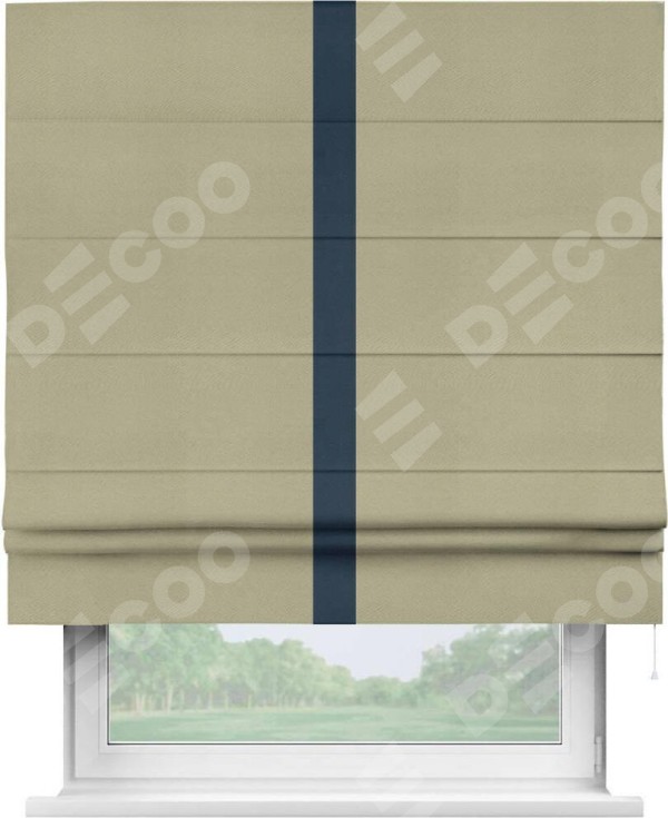 Римская штора «Кортин» с кантом Хайвэй, для проема, ткань блэкаут однотонный милано капучино