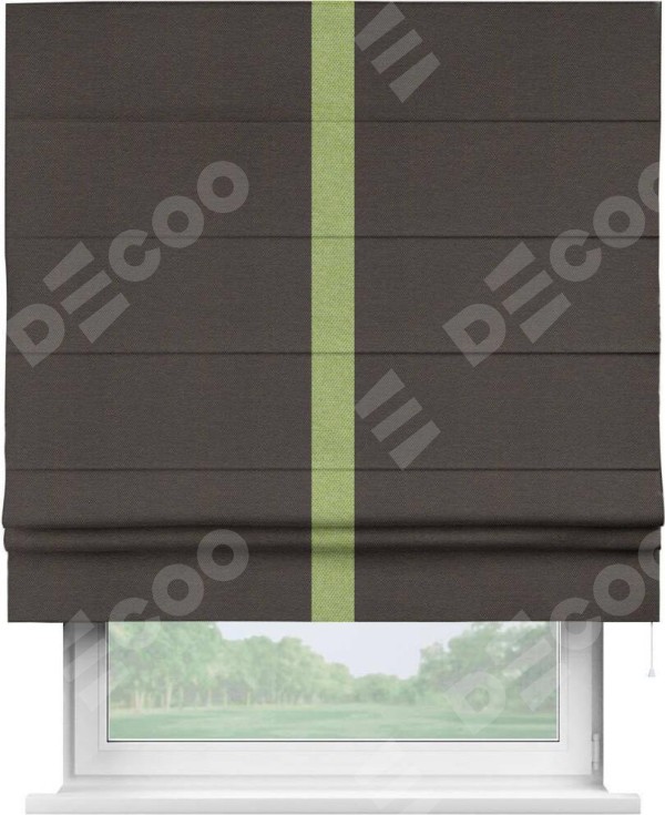 Римская штора «Кортин» с кантом Хайвэй, для проема, ткань лён димаут, венге