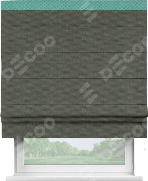 Римская штора «Кортин» с кантом Кинг, для проема, ткань лён димаут, графит