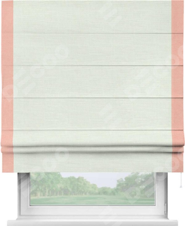 Римская штора «Кортин» с кантом Стрим Дуо, для проема, ткань лён молочный