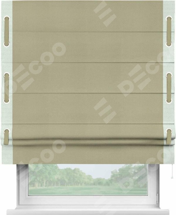 Римская штора «Кортин» с кантом Стрим Дуо (люверсы с пояском), для проема, ткань блэкаут однотонный милано капучино