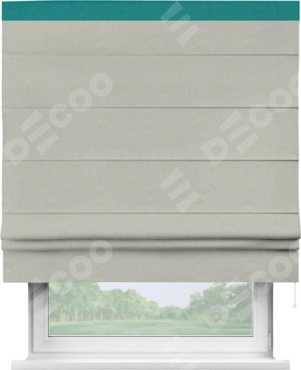 Римская штора «Кортин» с кантом Кинг, для проема, ткань лён димаут, светло-серый