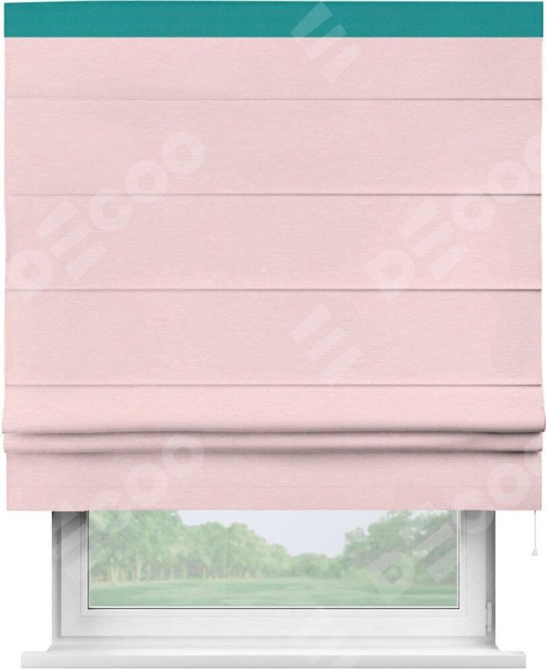Римская штора «Кортин» с кантом Кинг, для проема, ткань блэкаут однотонный розовый