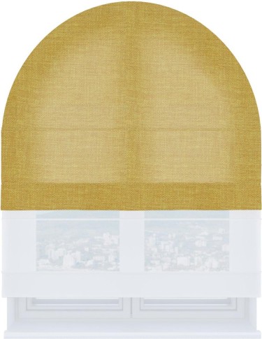 Римская штора «Кортин» день-ночь для арочного проёма, ткань лён горчичный