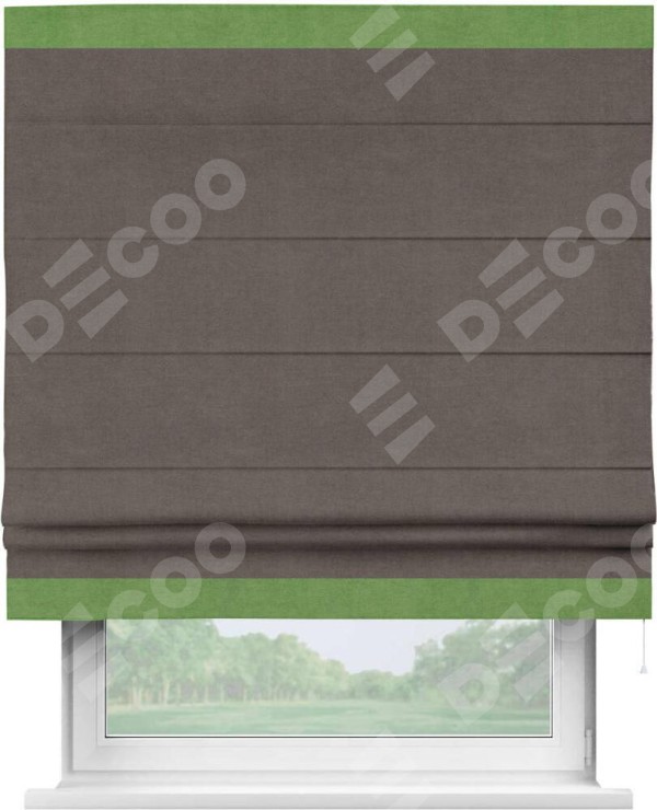 Римская штора «Кортин» с кантом Горизонт, для проема, ткань вельвет коричневый