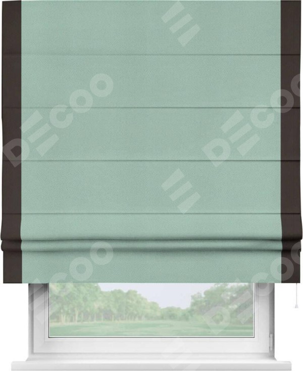 Римская штора «Кортин» с кантом Стрим Дуо, для проема, ткань блэкаут однотонный ментоловый