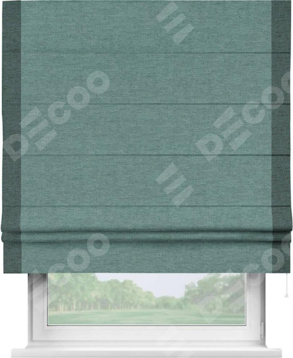 Римская штора «Кортин» с кантом Стрим Дуо, для проема, ткань стиф димаут бирюзовый