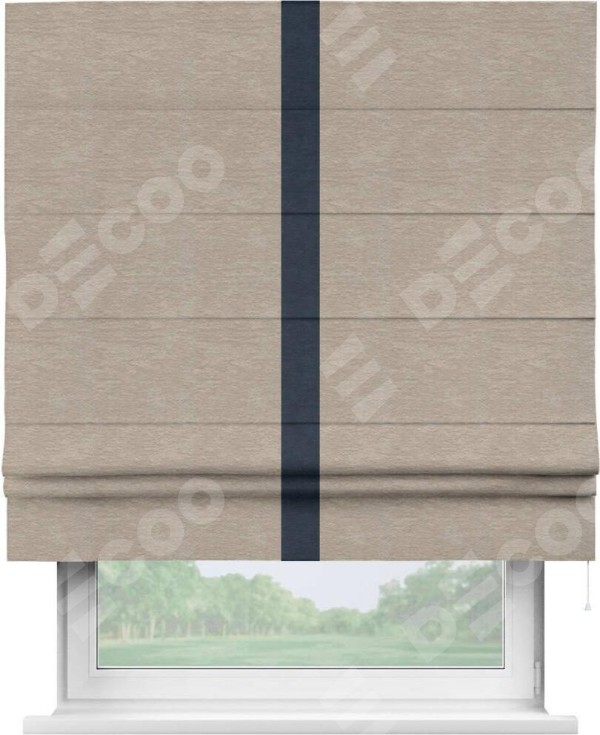 Римская штора «Кортин» с кантом Хайвэй, для проема, ткань софт однотонный темно-бежевый