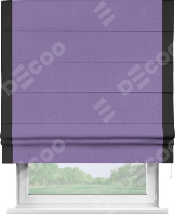Римская штора «Кортин» с кантом Стрим Дуо, для проема, ткань блэкаут однотонный сиреневый